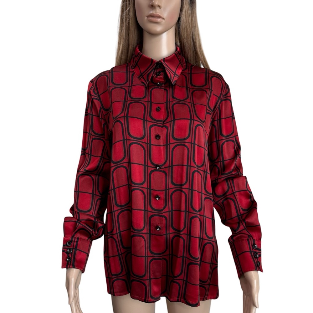 Vintage Red Escada Geometric Top EUC